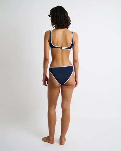 Onia Milly Bikini Bottom In Deep Navy/white