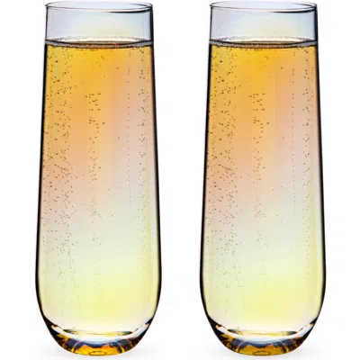 Twine Luster Stemless Champagne Flutes Set Of 2 In Multicolor