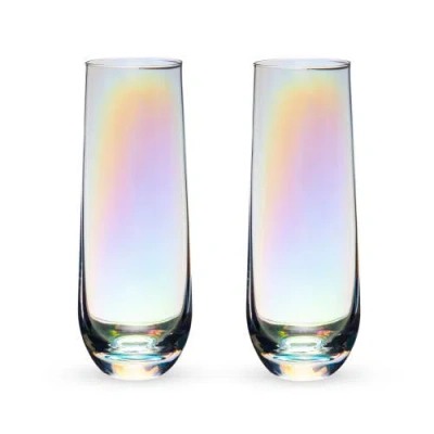 Twine Luster Stemless Champagne Flutes Set Of 2 In Multicolor