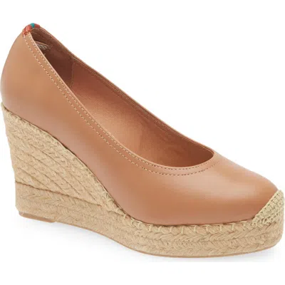 Penelope Chilvers Scoop Espadrille Platform Wedge Pump In Tan
