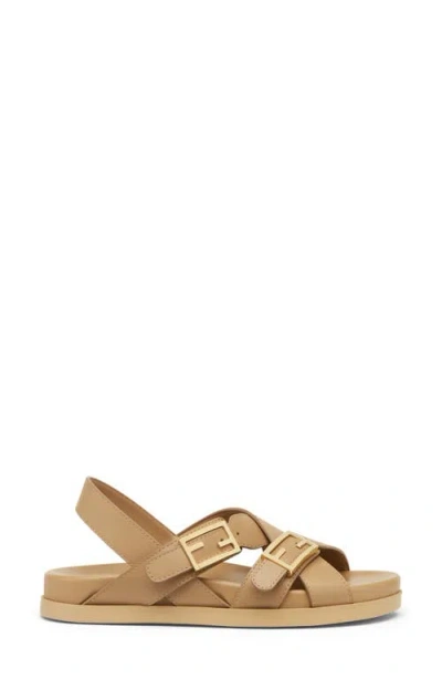 Fendi Feel Buckle-strap Leather Sandals In F0qb8 Cammello