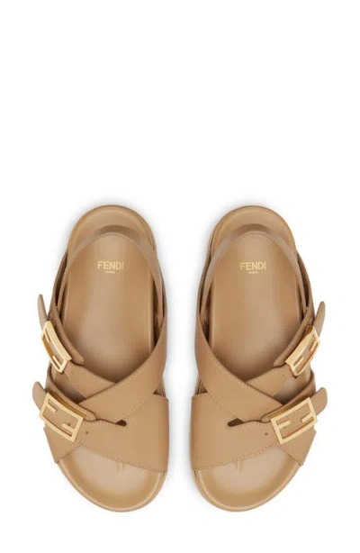 Fendi Feel Buckle-strap Leather Sandals In F0qb8 Cammello