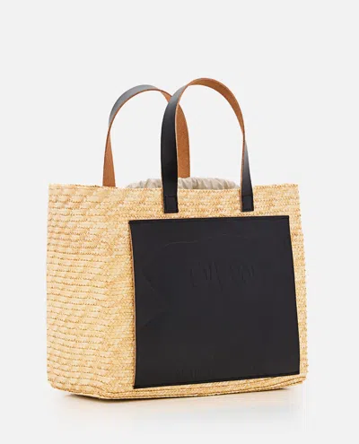 Plan C Woven Raffia Shopper Bag In Multi