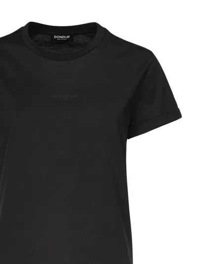 Dondup Cotton Logo Crew Neck T-shirt In Black