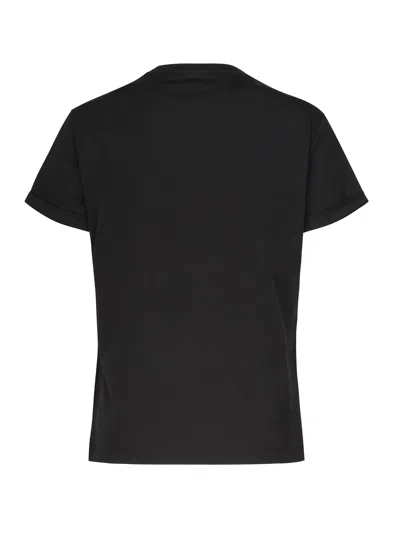 Dondup Cotton Logo Crew Neck T-shirt In Black