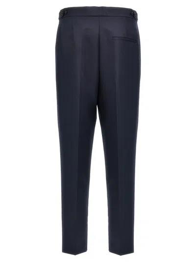 Theory Wool Trousers With Pleated Front And Back Pocket In Blue