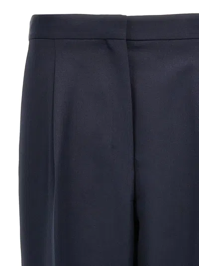 Theory Wool Trousers With Pleated Front And Back Pocket In Blue