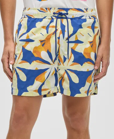 Mode Of One Men's Floral Tones Regular-fit Printed Swim Trunks, Exclusively At Macy's In Multi