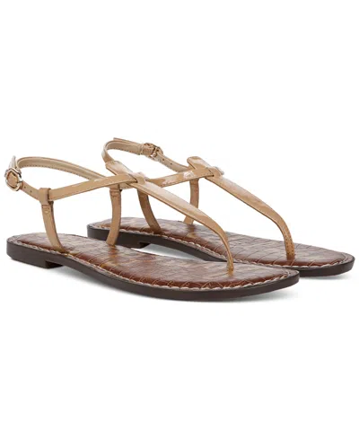 Sam Edelman Gigi Womens Embossed Metallic Thong Sandals In Almond