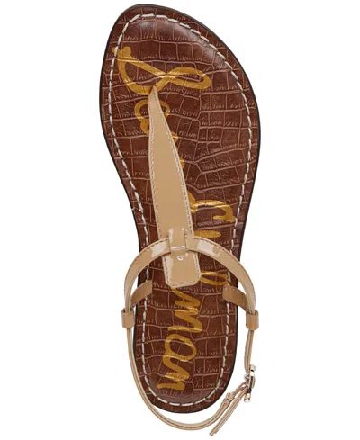 Sam Edelman Gigi Womens Embossed Metallic Thong Sandals In Almond