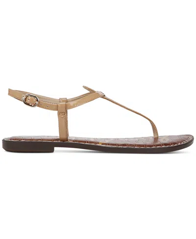 Sam Edelman Gigi Womens Embossed Metallic Thong Sandals In Almond