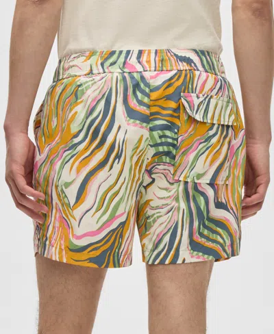 Mode Of One Men's Retro Wave Regular-fit Printed Swim Trunks, Exclusively At Macy's In Neutral