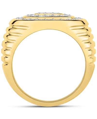 Macy's Men's Diamond Circular Cluster Oval Ring (1 Ct. T.w.) In 10k Gold In Gold
