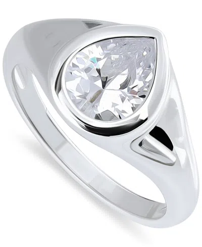 Giani Bernini Cubic Zirconia Pear-shape Statement Ring (2-1/2 Ct. T.w.) In 18k Gold-plated Sterling Silver, Exclus In Silver