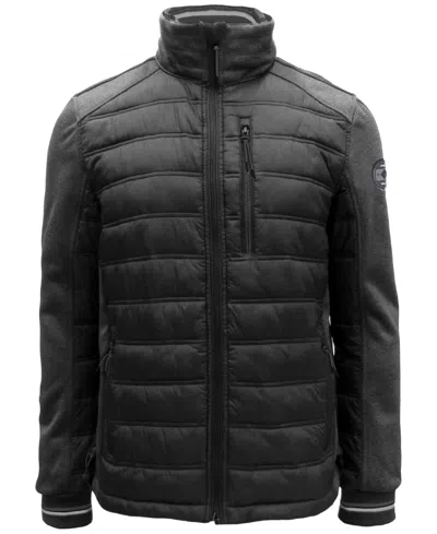 Point Zero Men's Textured Stowable-hood Jacket In Black
