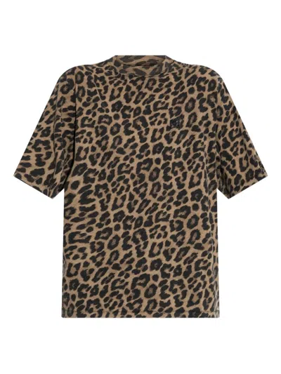 Anine Bing Beth Mini Dress Black And Brown Leopard In Black