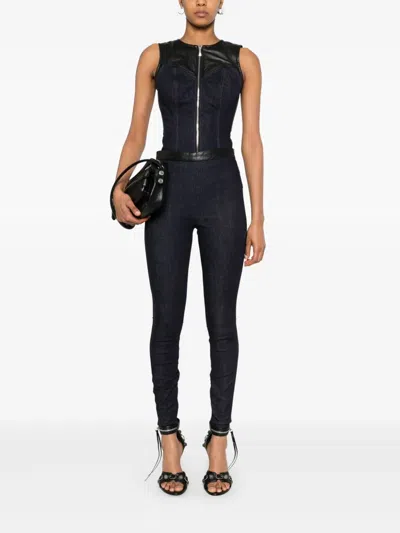 Mitiliane Couture Leather-insert Leggings In Blue