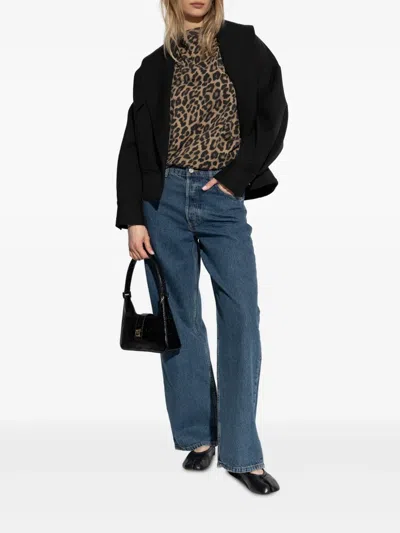 Anine Bing Beth Mini Dress Black And Brown Leopard In Black