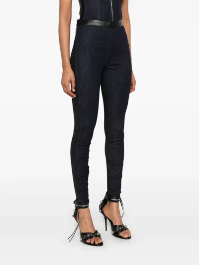 Mitiliane Couture Leather-insert Leggings In Blue
