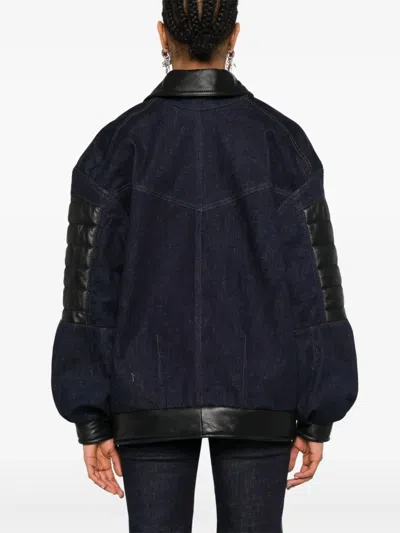 Mitiliane Couture Leather-insert Denim Jacket In Blue