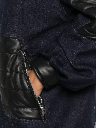 Mitiliane Couture Leather-insert Denim Jacket In Blue
