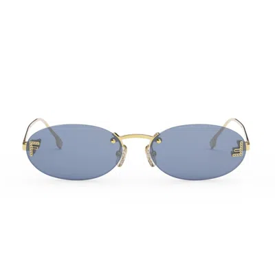 Fendi Rimless Oval-frame Crystal-embellished Gold-tone Sunglasses