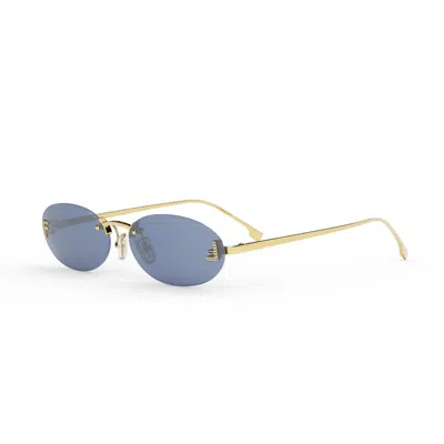 Fendi Rimless Oval-frame Crystal-embellished Gold-tone Sunglasses