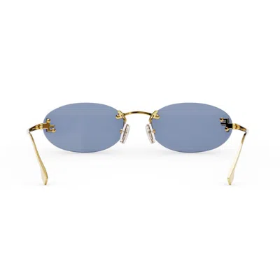 Fendi Rimless Oval-frame Crystal-embellished Gold-tone Sunglasses