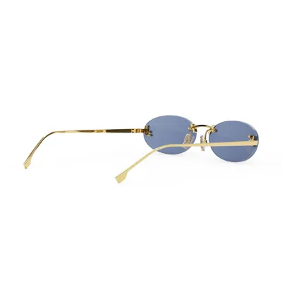 Fendi Rimless Oval-frame Crystal-embellished Gold-tone Sunglasses
