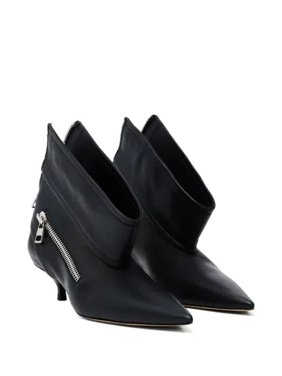 Jw Anderson J. W. Anderson Black Leather Biker Kitten Heel Ankle Boot In Black