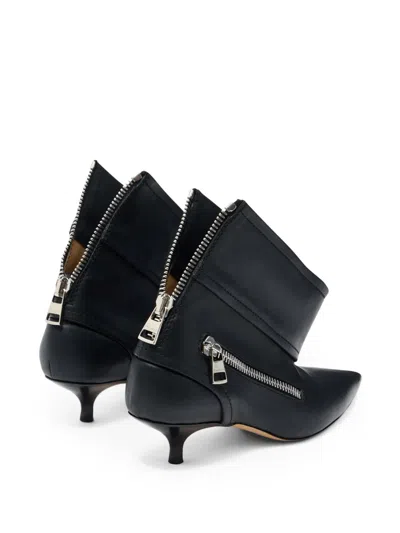 Jw Anderson J. W. Anderson Black Leather Biker Kitten Heel Ankle Boot In Black