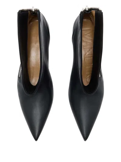 Jw Anderson J. W. Anderson Black Leather Biker Kitten Heel Ankle Boot In Black