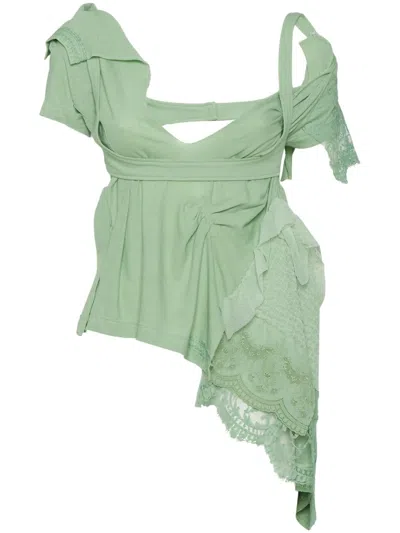 Dsquared2 Embroidered Asymmetric Top In Green