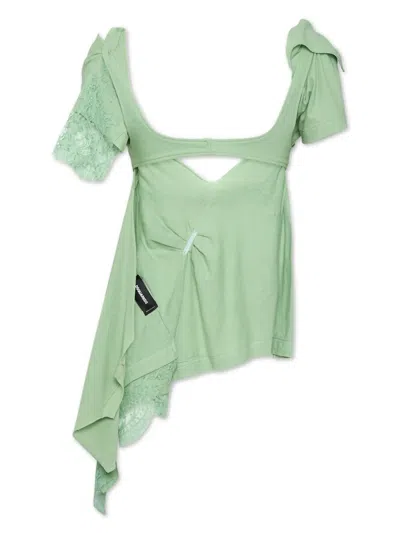 Dsquared2 Embroidered Asymmetric Top In Green