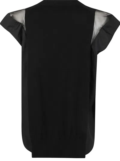 Sacai Popeline X Knit Pullover In Black