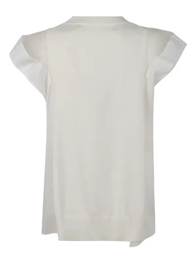 Sacai Women's Popeline X Knit Pullover Sweater In White