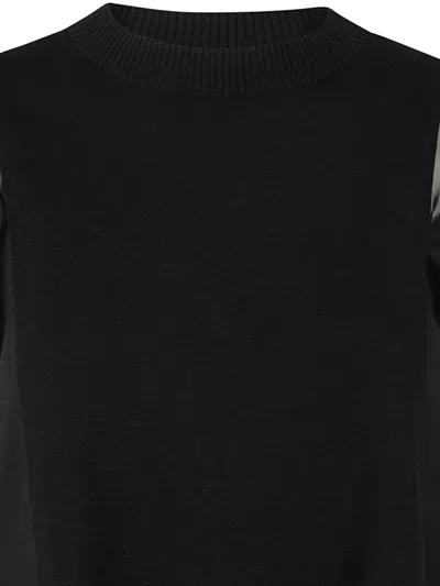 Sacai Popeline X Knit Pullover In Black