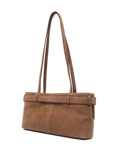 Osoi Brocle Brown Shoulder Bag With Belt And Pendant Key Details In Hammered Leather Woman In Brown