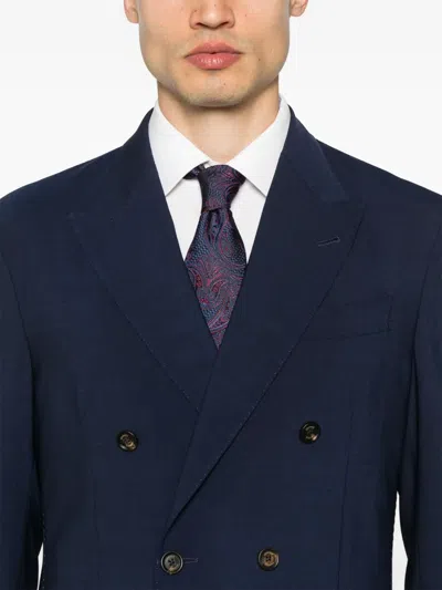 Eleventy Double-breasted Blazer In Blue