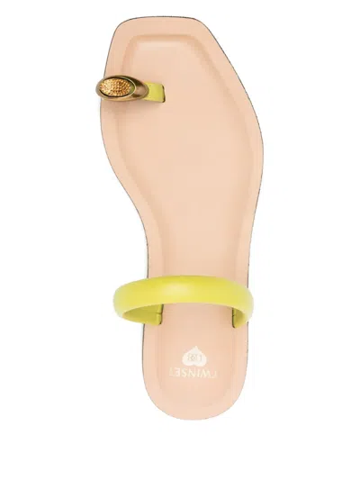 Twinset Slide Sandals With Jewel Detail In Green