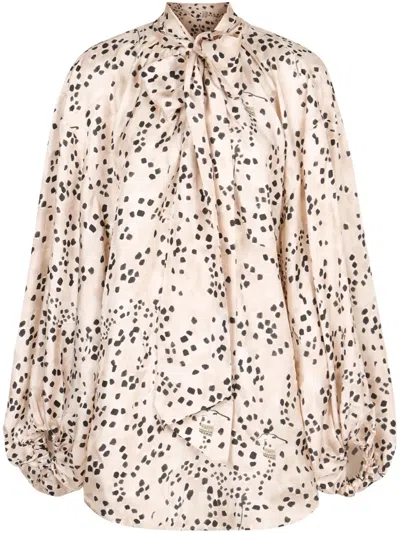 Zimmermann Illuminate Drawn Blouse With Floral Print In Neutral