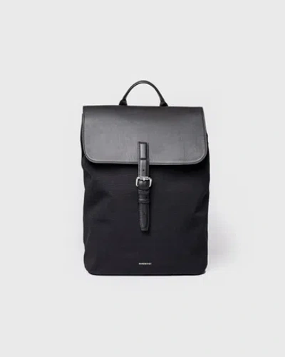Sandqvist Everyday Lid Backpack M In Black,black With Black Leather