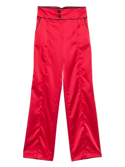 Mitiliane Couture Piped-trim Trousers In Red