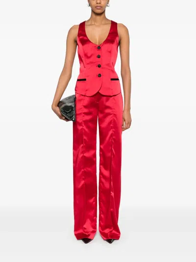 Mitiliane Couture Piped-trim Trousers In Red
