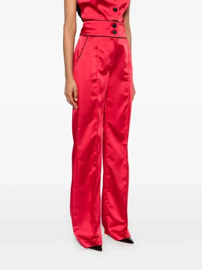 Mitiliane Couture Piped-trim Trousers In Red