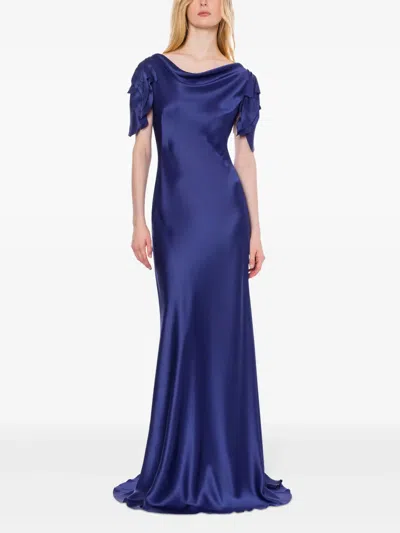 Alberta Ferretti Satin Maxi Dress In Multicolor