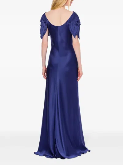 Alberta Ferretti Satin Maxi Dress In Multicolor