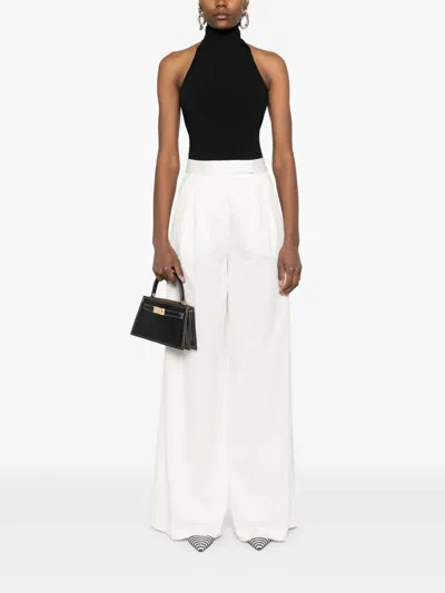 Max Mara High-waisted Wide-leg Trouser Side Pockets In White