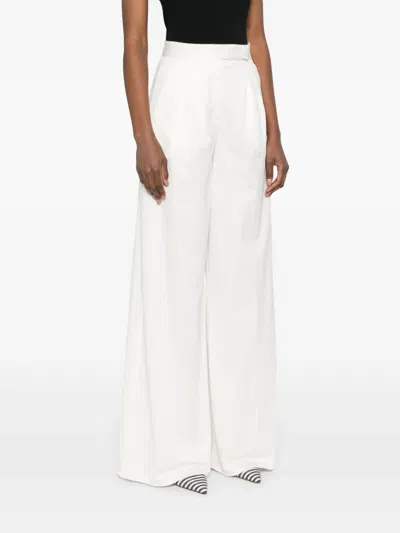 Max Mara High-waisted Wide-leg Trouser Side Pockets In White