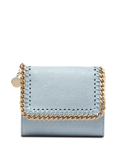 Stella Mccartney Blue Falabella Small Flap Wallet In Blue